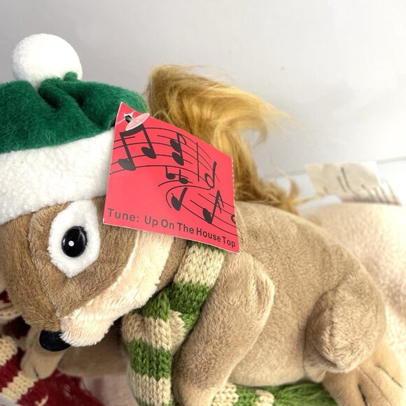 Vintage Singing Christmas Chipmunks Plush Carlton Cards Animatronic Squirrel - Picture 5 of 16